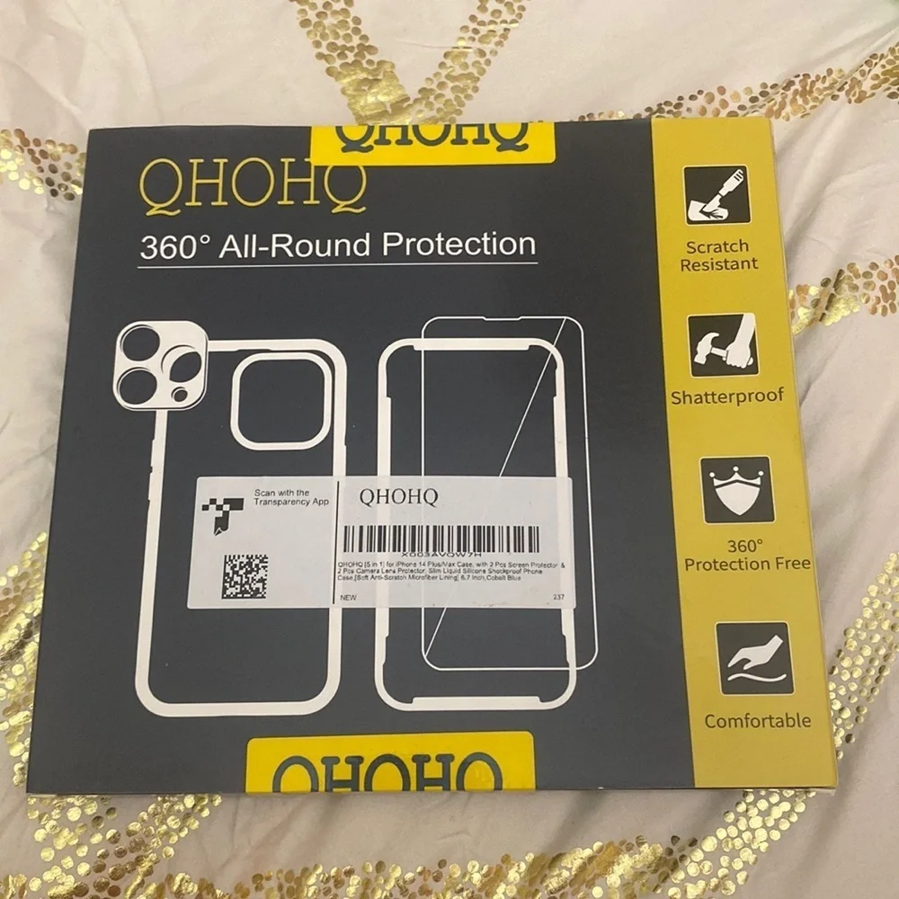 QHOHQ iPhone 14 Plus Case, with 2X Screen Protector + 2X Camera Lens Protector